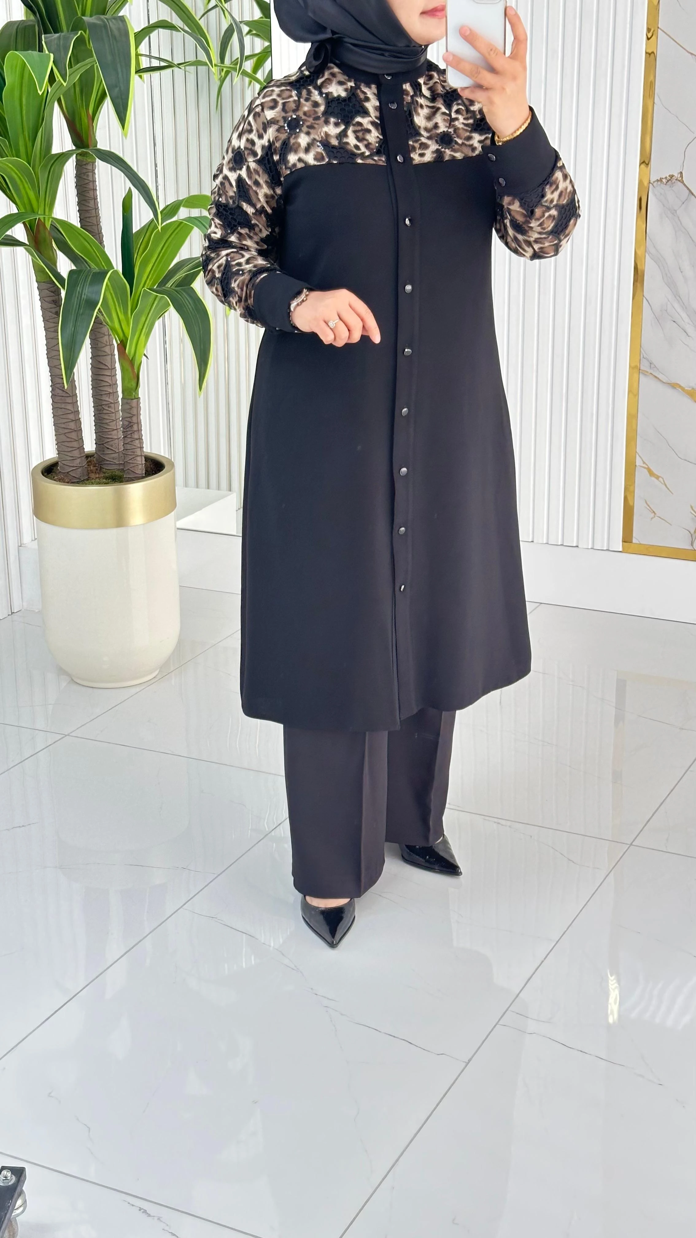 Haya Leopar Detaylı Tesettür Tunik 1654