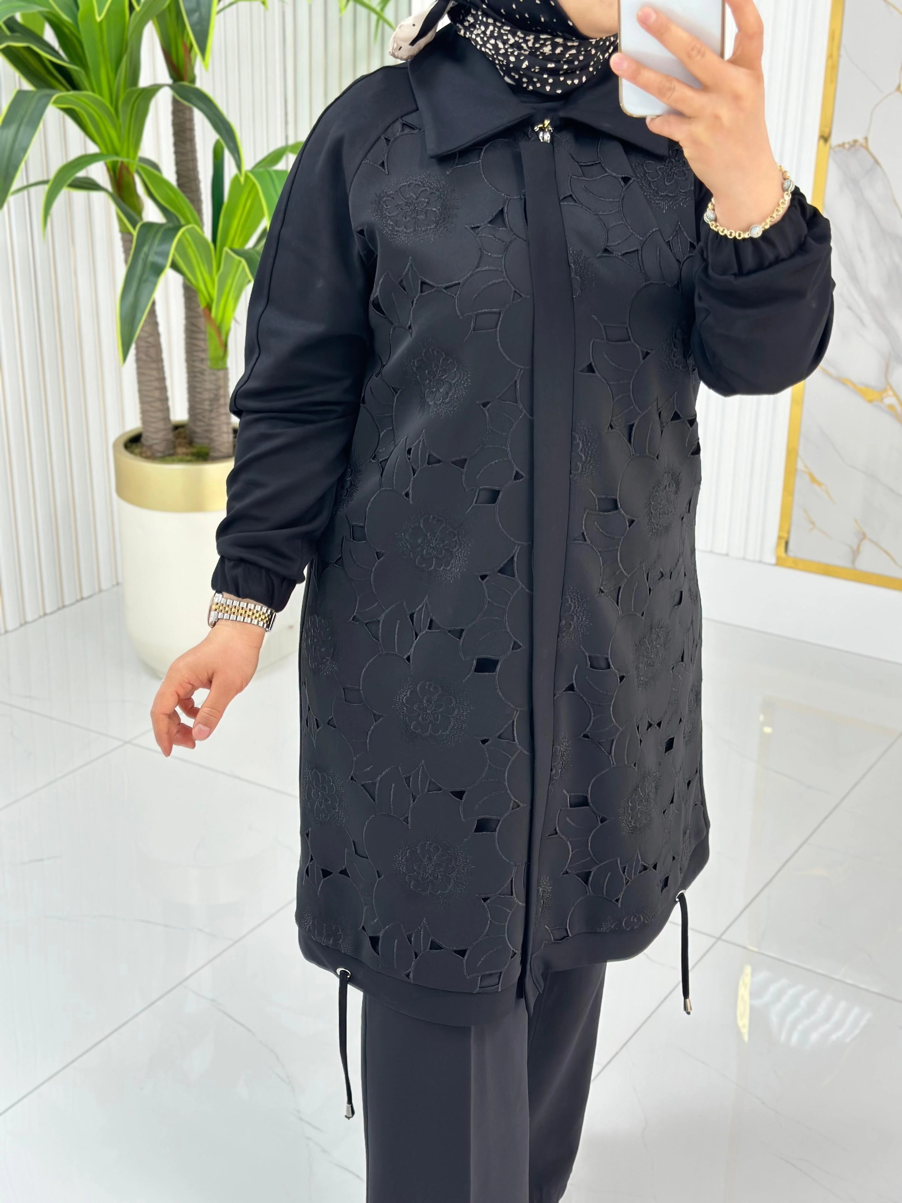 Haya Güpür Detaylı Tesettür Kap 1636