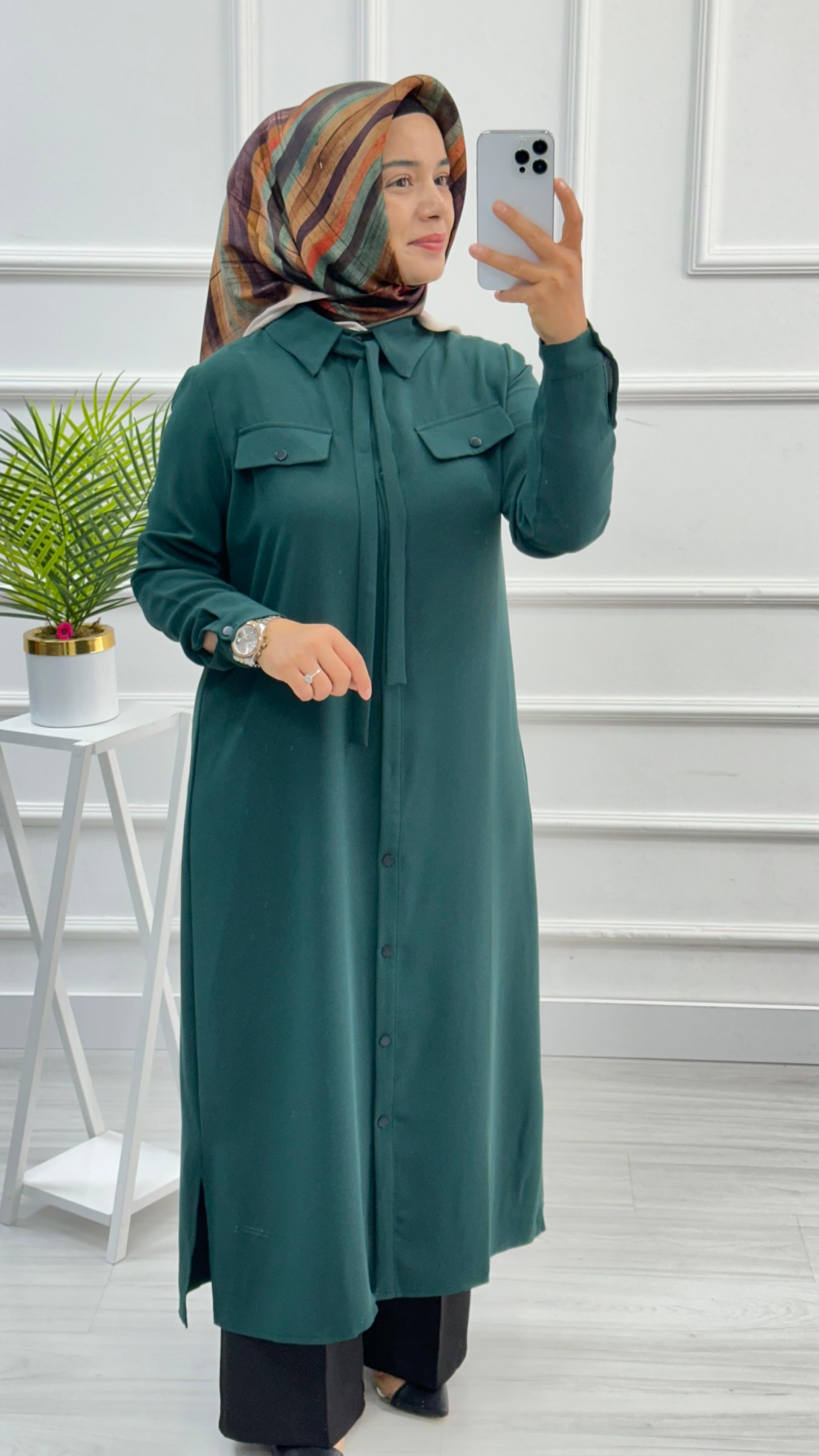 Alesya Önü Düğmeli Bağcıklı Tunik 4763