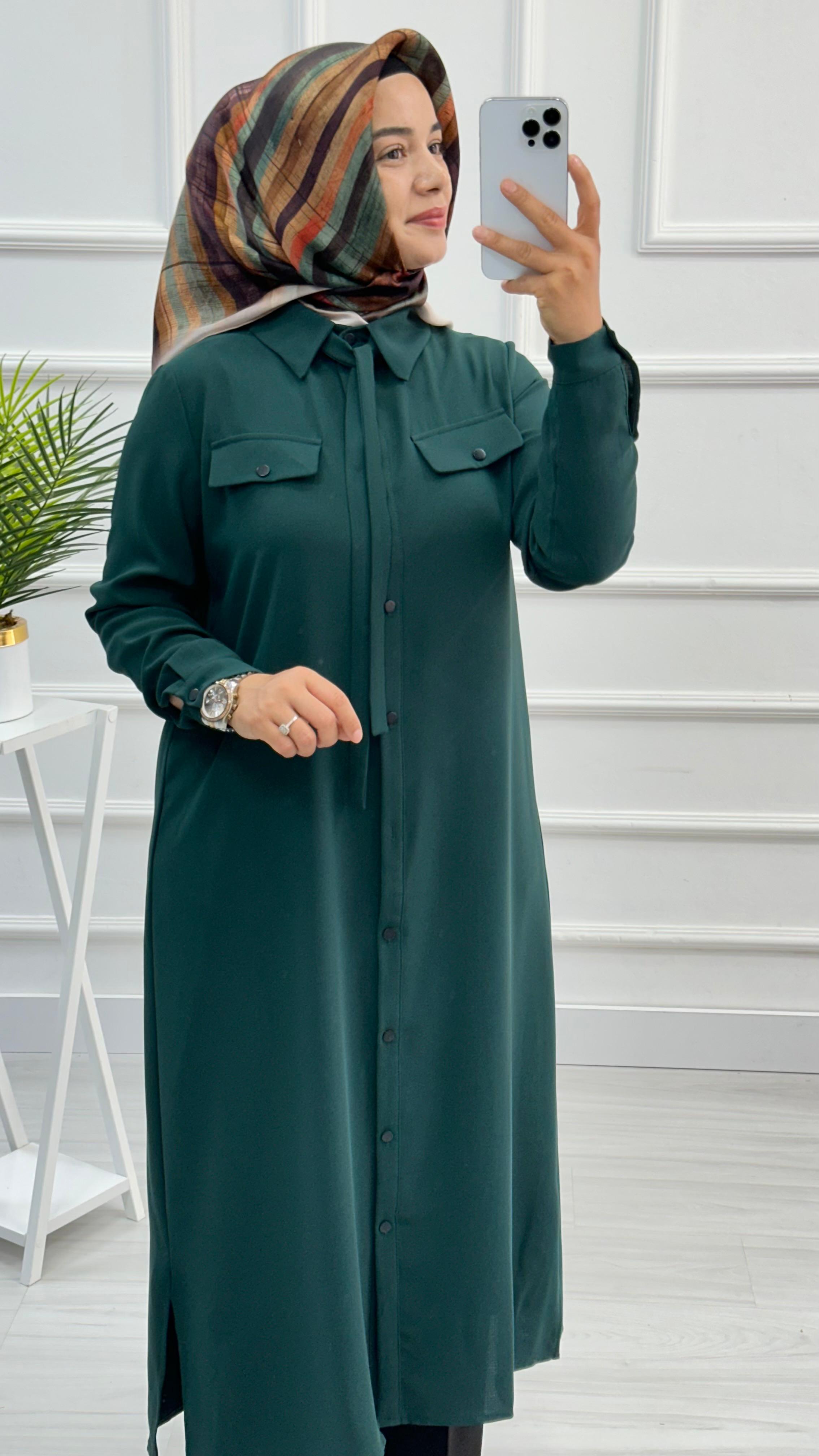 Alesya Önü Düğmeli Bağcıklı Tunik 4763