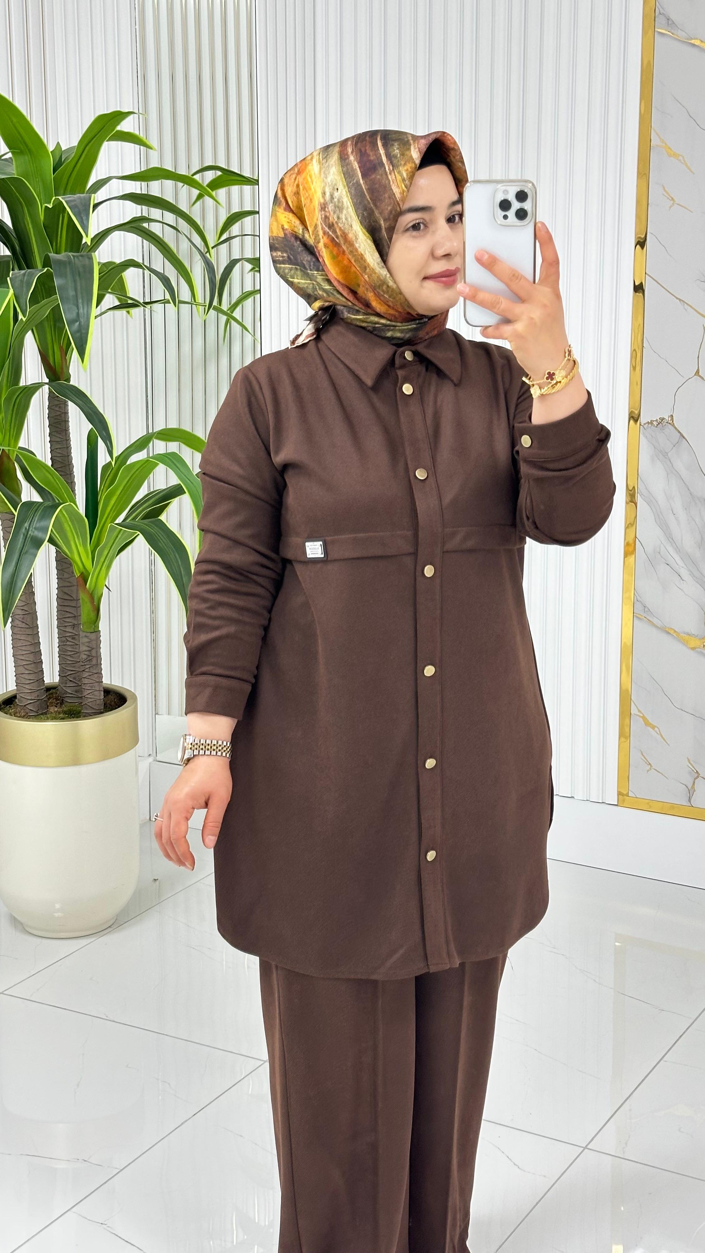 Çınar Özkan Mevsimlik Pantolonlu Takım 2229 - Kahverengi