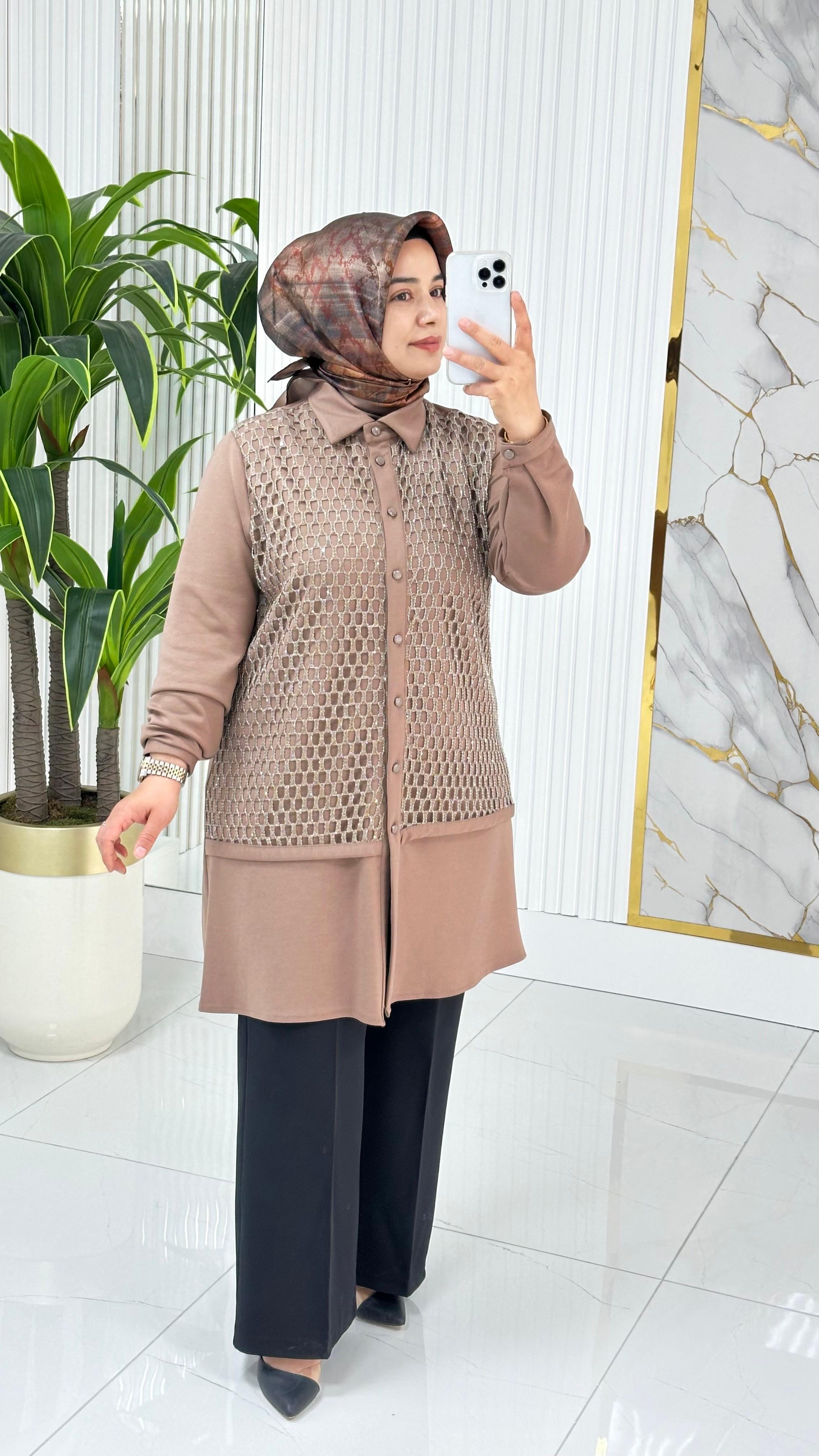 Haya File Detaylı Önden Düğmeli Tesettür Tunik 1627