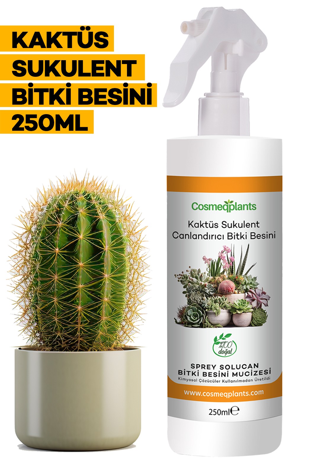 Kaktüs Sukulent Sprey Sıvı Solucan Bitki Besini 250 ML 