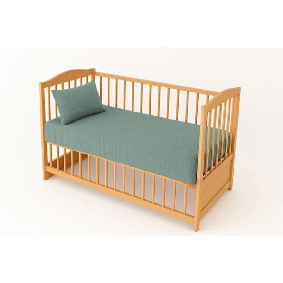 NGN COLLECTİON %100 Pamuk Lastikli 4 Katlı Müslin Bebek ÇarşafveYastık Kılıfı(Yeşil)