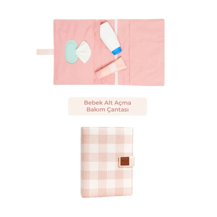 NGN COLLECTİON Bebek Alt Açma Bakım Çantası Organizeri Fermuarlı(Pembe)