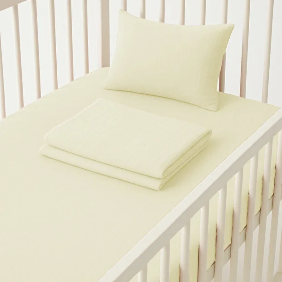 NGN COLLECTİON Antialerjik Lastikli 4 Katlı Müslin Bebek Çarşaf&Yastık Kılıfı(Ekru)