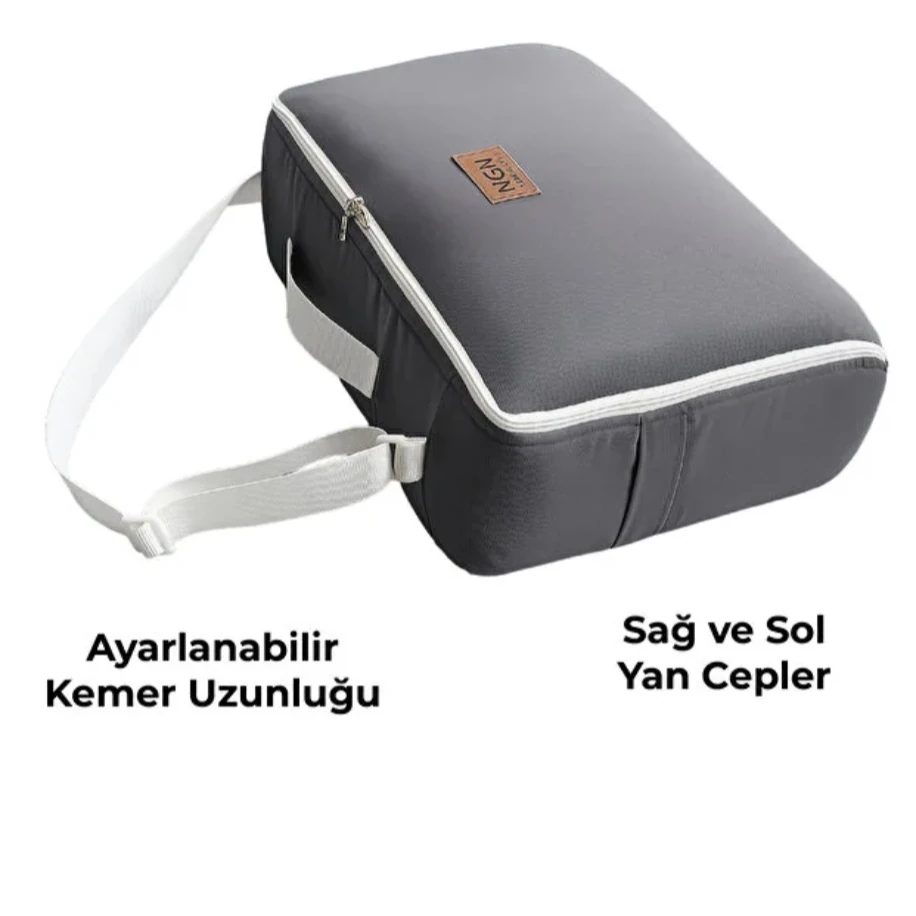 NGN COLLECTION Çantalı Baby Nest + Nohut Bebek Battaniyesi (Safari Desenli / Koyu Gri)