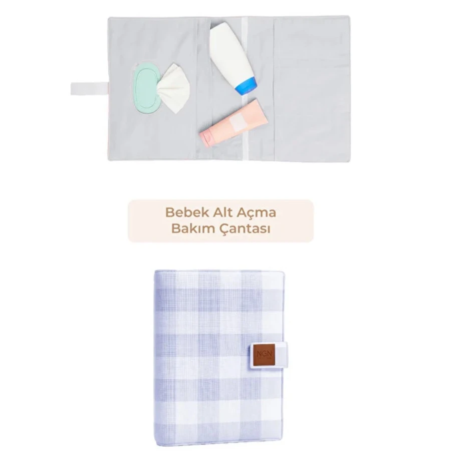 NGN COLLECTİON Bebek Alt Açma Bakım Çantası Anne Organizeri Fermuarlı(Mavi)