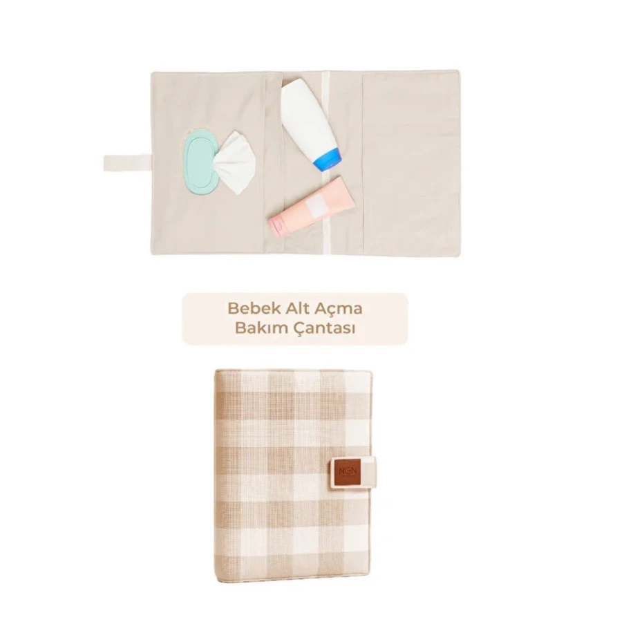 ngn collection Bebek Alt Açma Bakım Çantası Anne Organizeri Fermuarlı(Kahverengi)