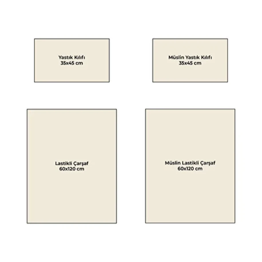 NGN COLLECTİON 4’lü Bebek Lastikli Çarşaf ve Yastık Kılıfı Seti–Poplin Desenli&Sarı