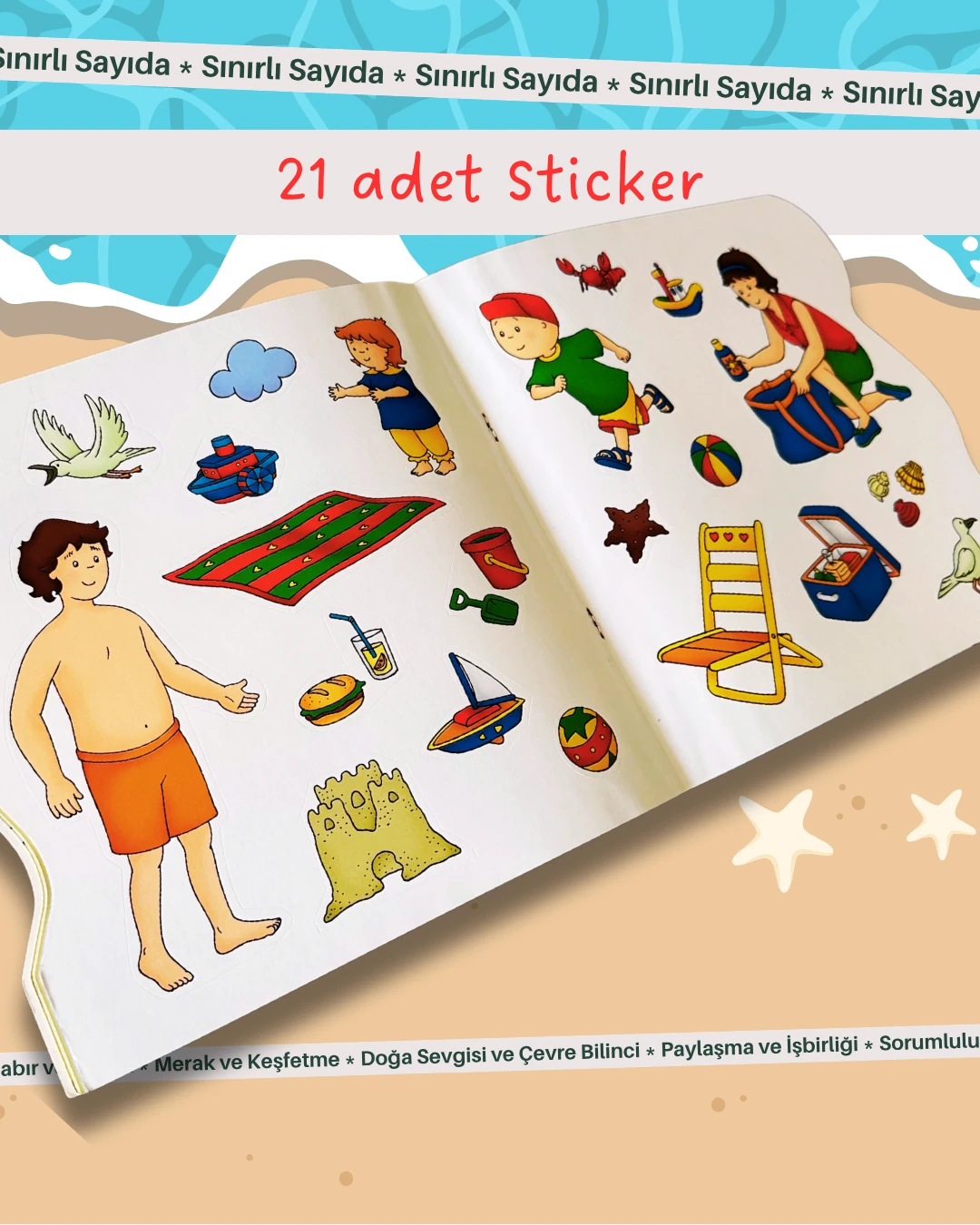 Caillou 3’lü Kitap Seti – Sahilde • Tişörtü • Piknikte