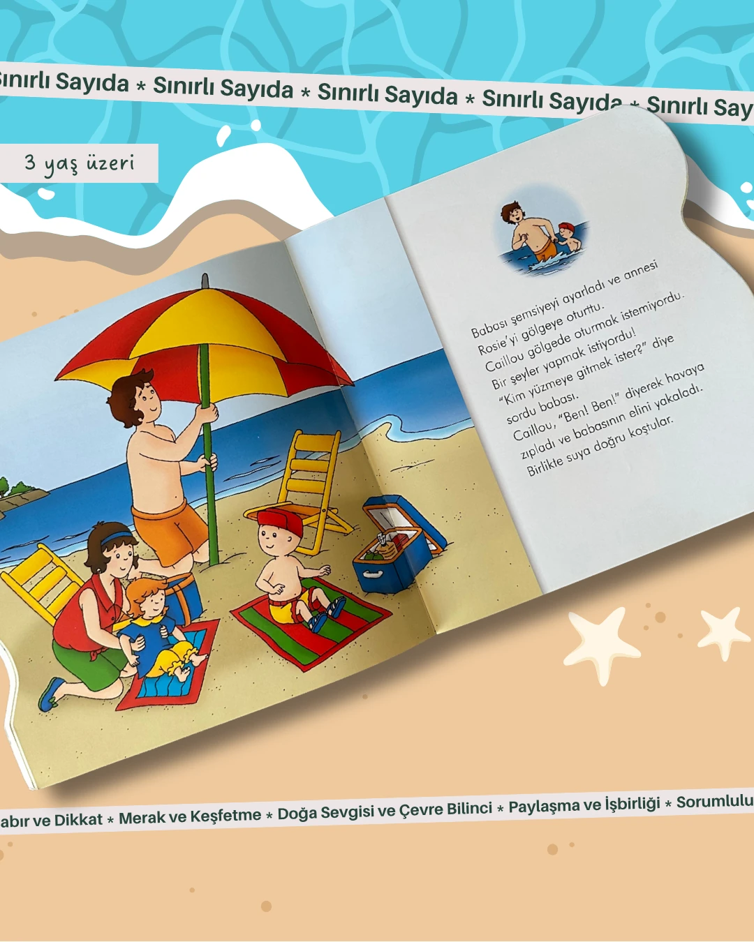 Caillou 3’lü Kitap Seti – Sahilde • Tişörtü • Piknikte