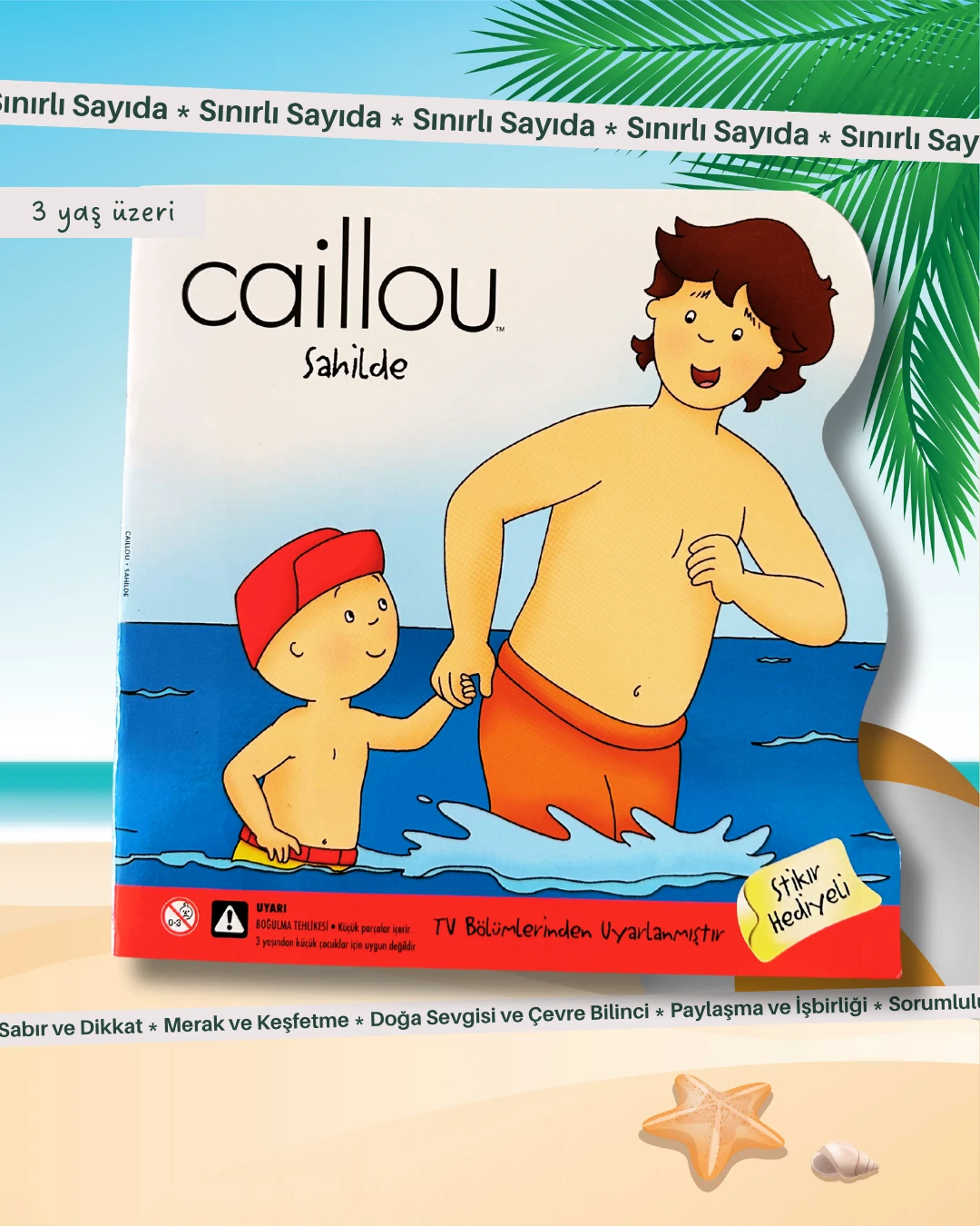 Caillou 3’lü Kitap Seti – Sahilde • Tişörtü • Piknikte