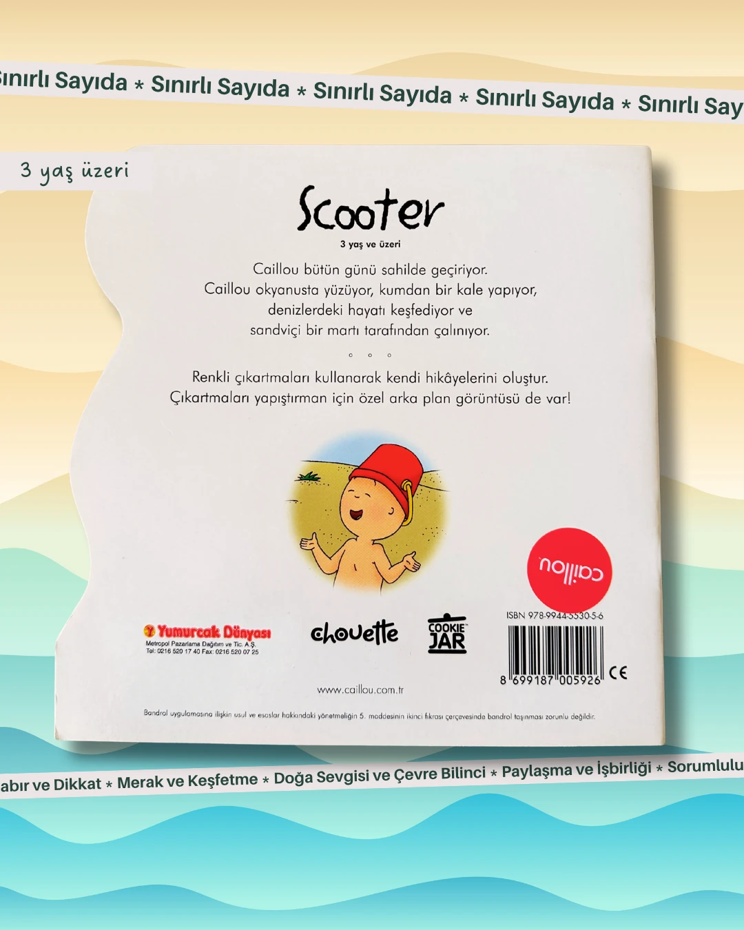 Caillou 3’lü Kitap Seti – Sahilde • Tişörtü • Piknikte