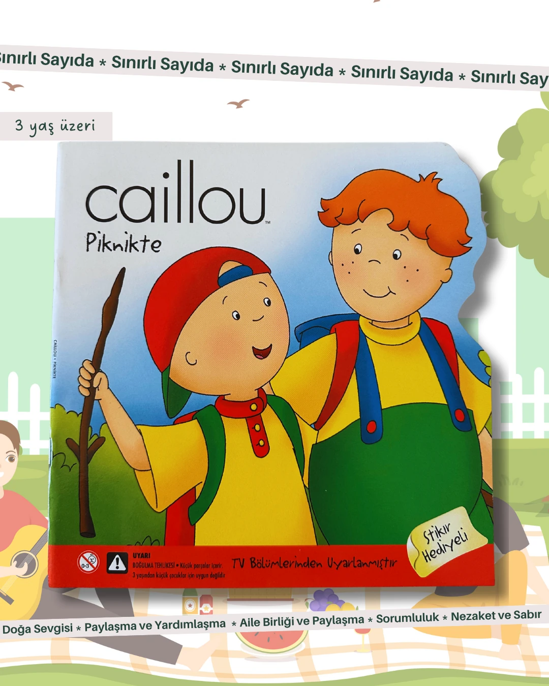 Caillou 3’lü Kitap Seti – Sahilde • Tişörtü • Piknikte