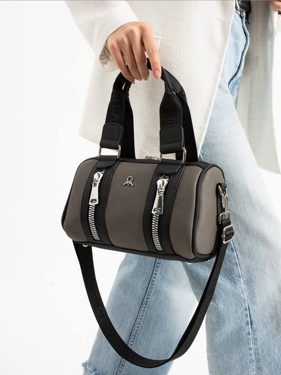 3 BÖLMELİ ÇİFT RENKLİ  KADIN OMUZ ÇANTASI 651 MEGA  - Gri