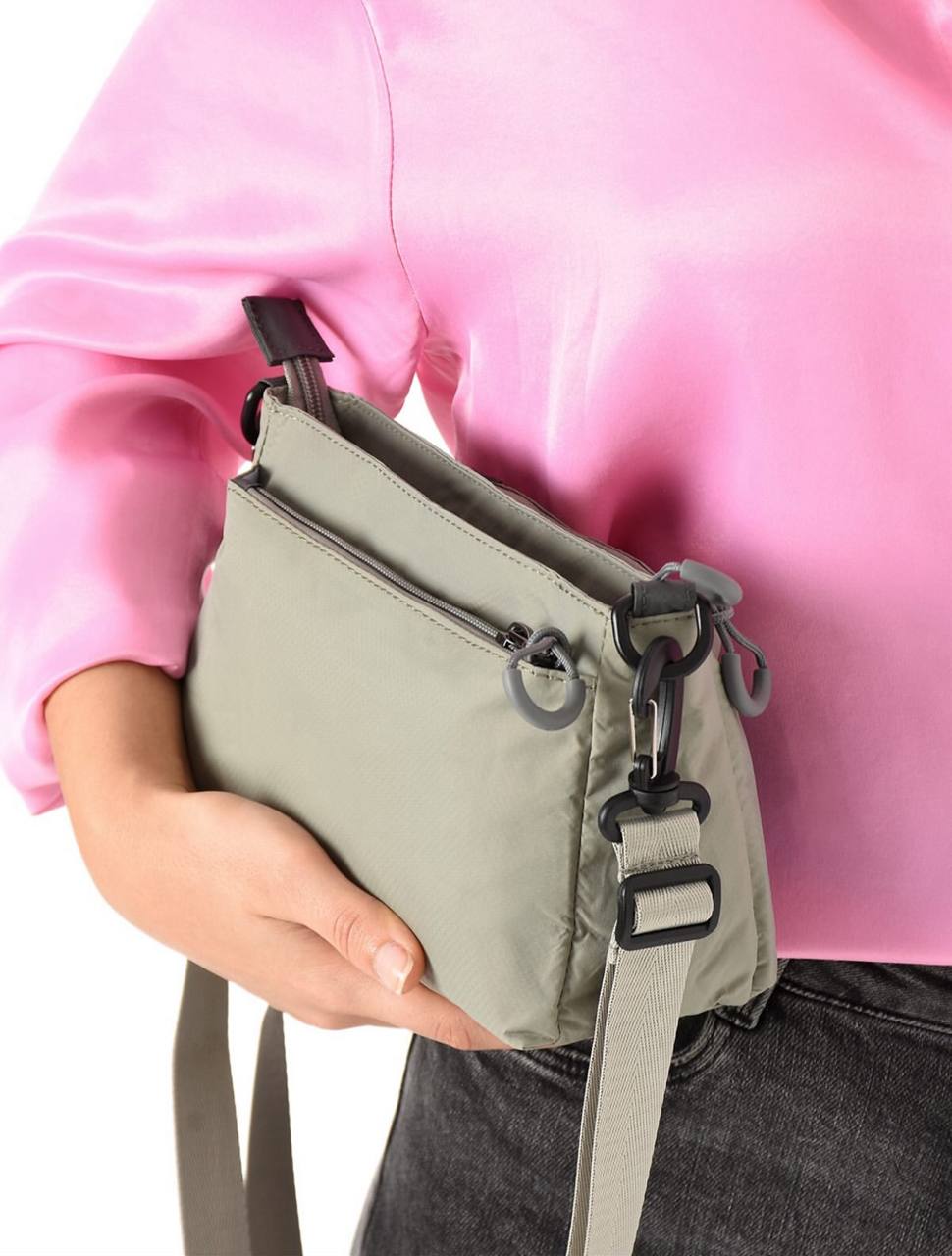 3 BÖLME SU GEÇİRMEZ KUMAŞ KADIN OMUZ ÇANTASI 6010 - Gri