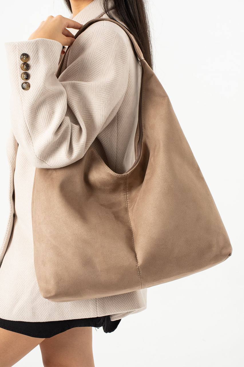 İTHAL SÜET KADIN SALAŞ OMUZ ÇANTASI FORTE - Vizon