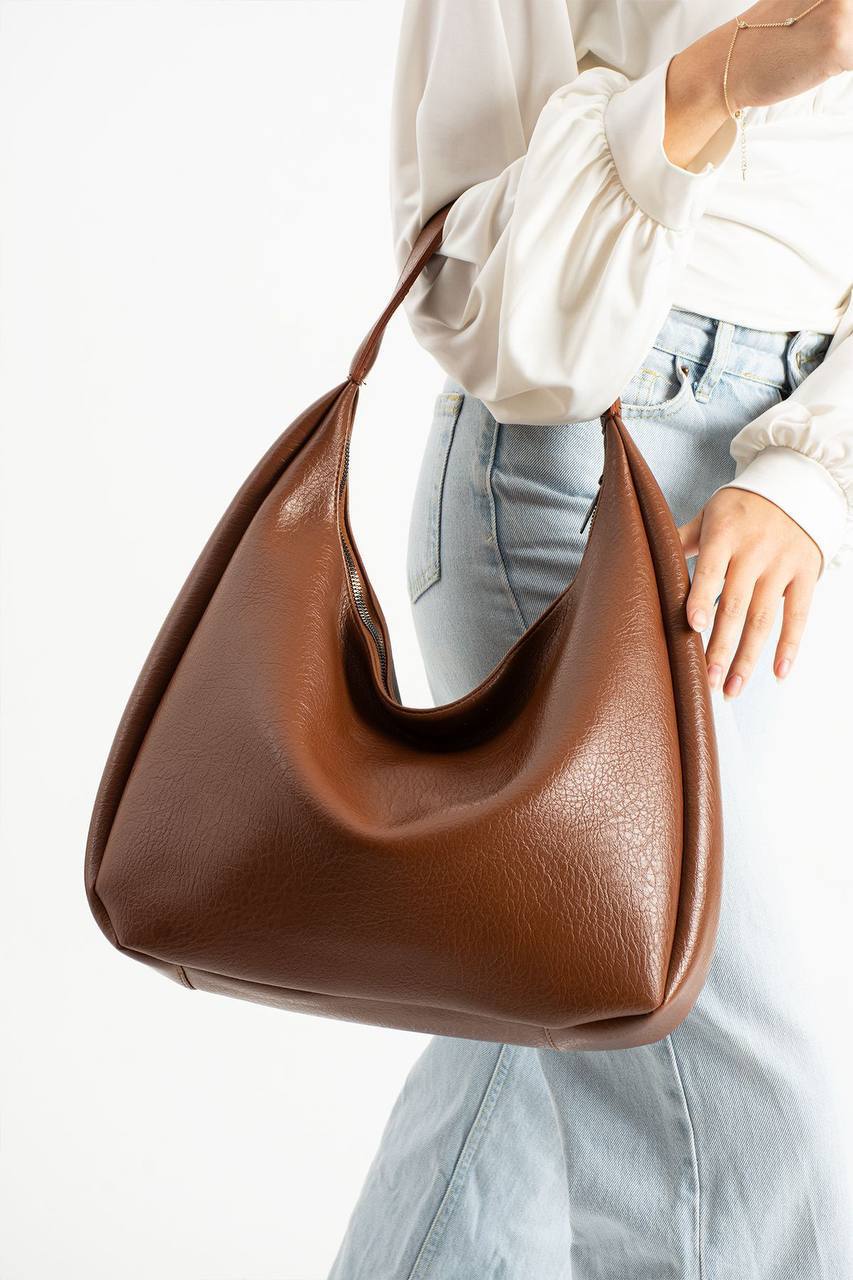 İTHAL DERİ SALAŞ KADIN OMUZ ÇANTASI ROMA - Taba