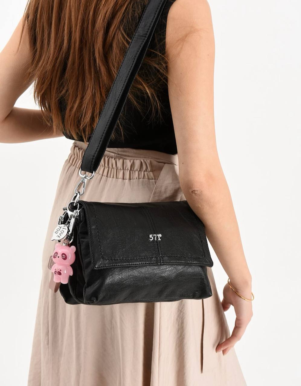 IŞIKLI CHARM HEDİYELİ %100 HAKİKİ DERİ 3 GÖZLÜ ÇAPRAZ ÇANTA 