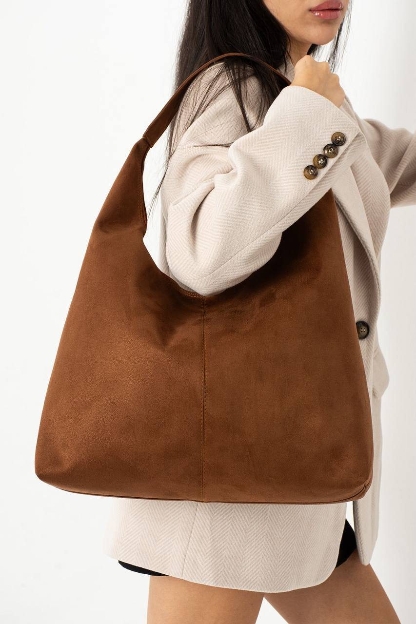 İTHAL SÜET KADIN SALAŞ OMUZ ÇANTASI FORTE - Taba