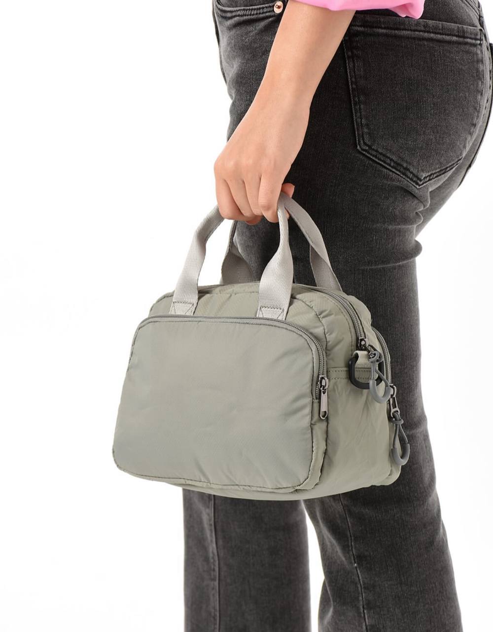 4 BÖLME SU GEÇİRMEZ KADIN OMUZ ÇANTASI 6013 - Açık Gri