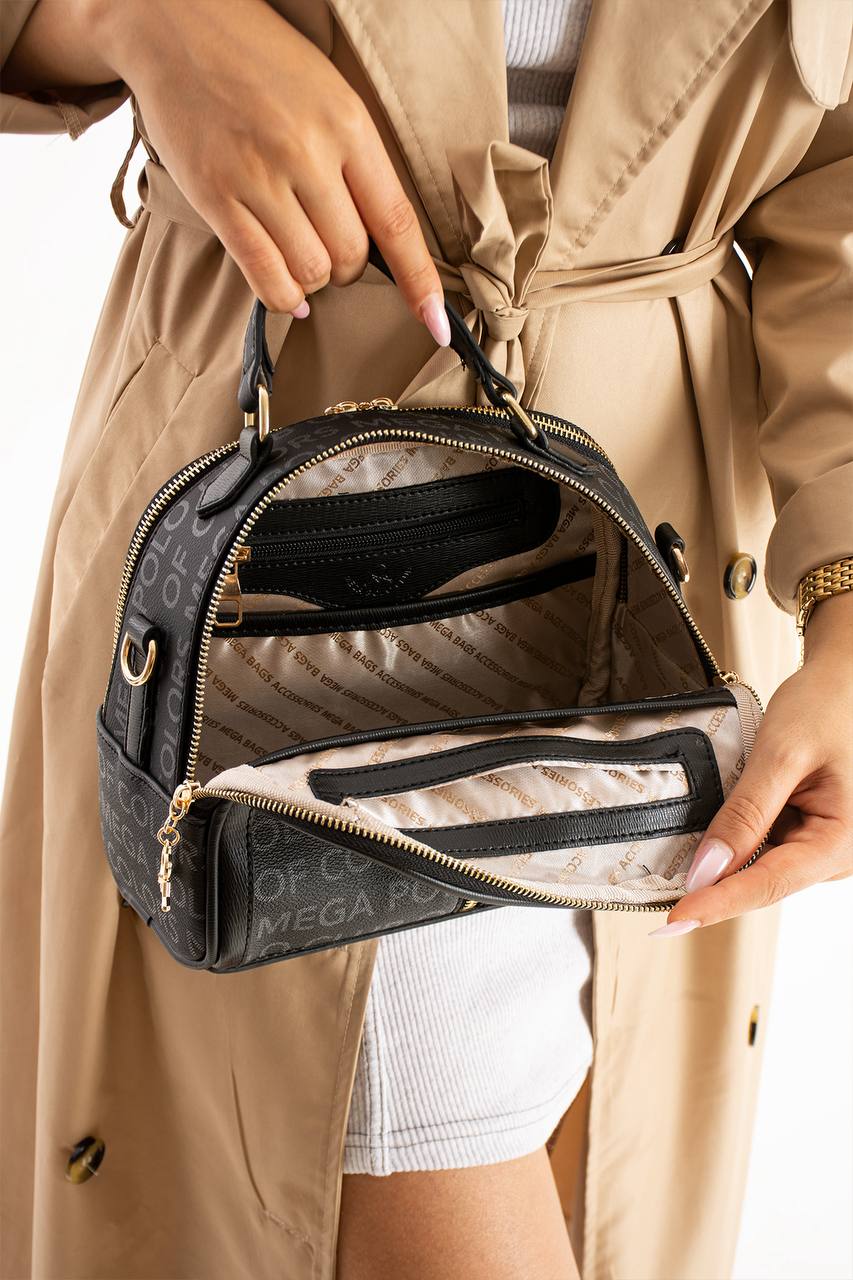 YÜKSEK KALİTE GERÇEK DERİ 3 GÖZLÜ KADIN OMUZ ÇANTASI 644 MEGA - Siyah