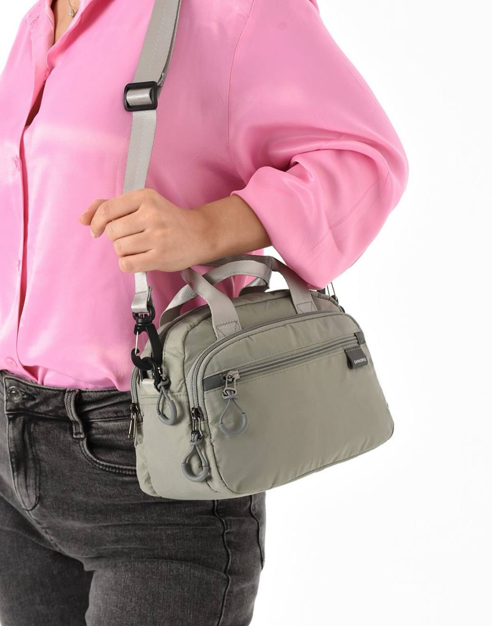 4 BÖLME SU GEÇİRMEZ KADIN OMUZ ÇANTASI 6013 - Açık Gri