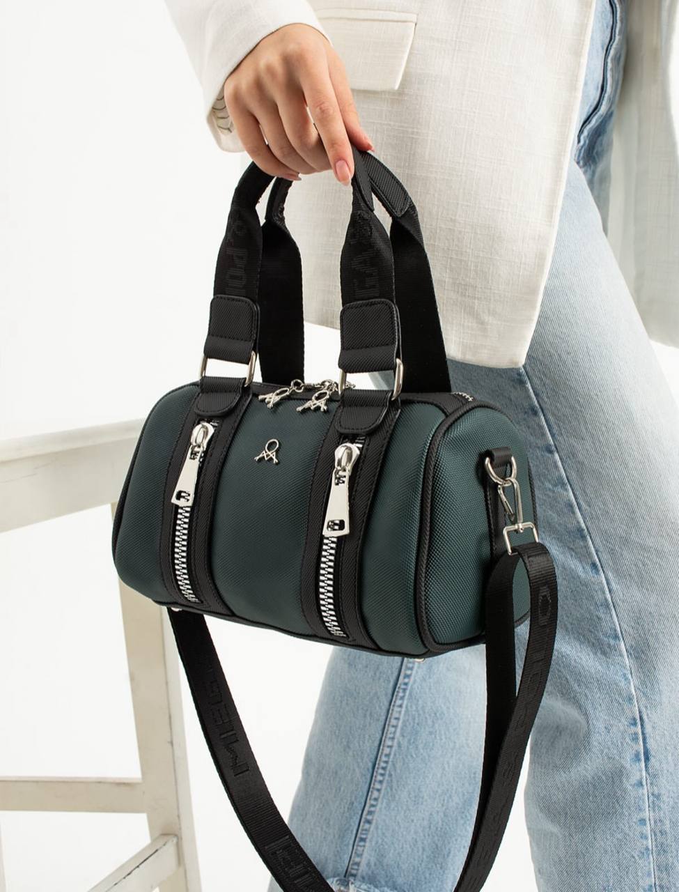 3 BÖLMELİ ÇİFT RENKLİ  KADIN OMUZ ÇANTASI 651 MEGA  - Petrol Mavisi