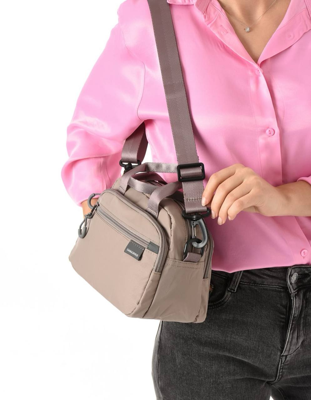 4 BÖLME SU GEÇİRMEZ KADIN OMUZ ÇANTASI 6013 - Vizon