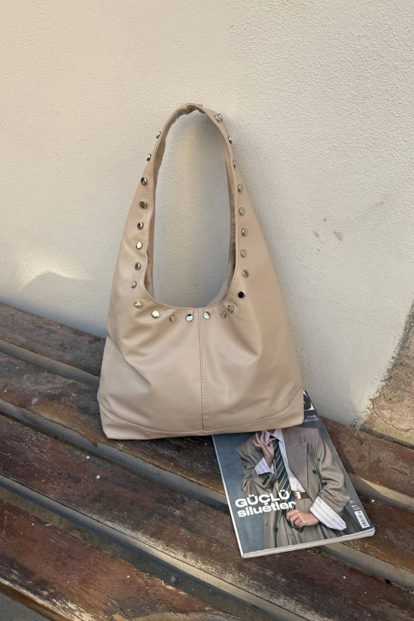 ZIMBA DETAYLI KADIN OMUZ ÇANTASI PERA - Vizon