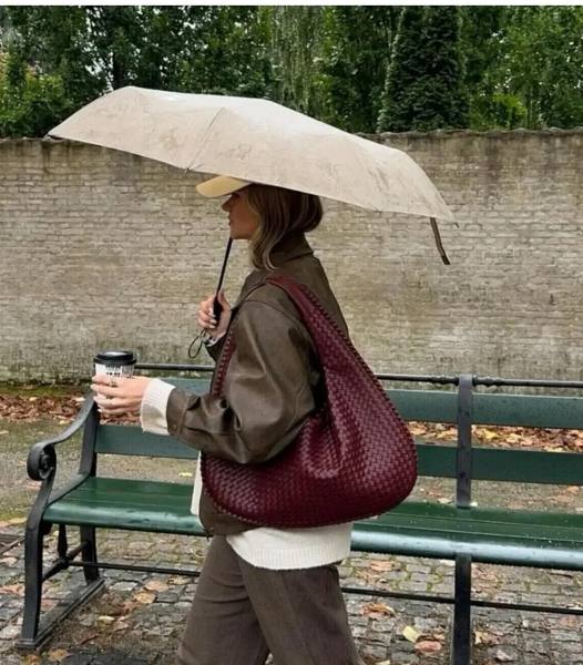 ÖRGÜ DETAYLI KADIN OMUZ ÇANTASI ELLORA - Bordo