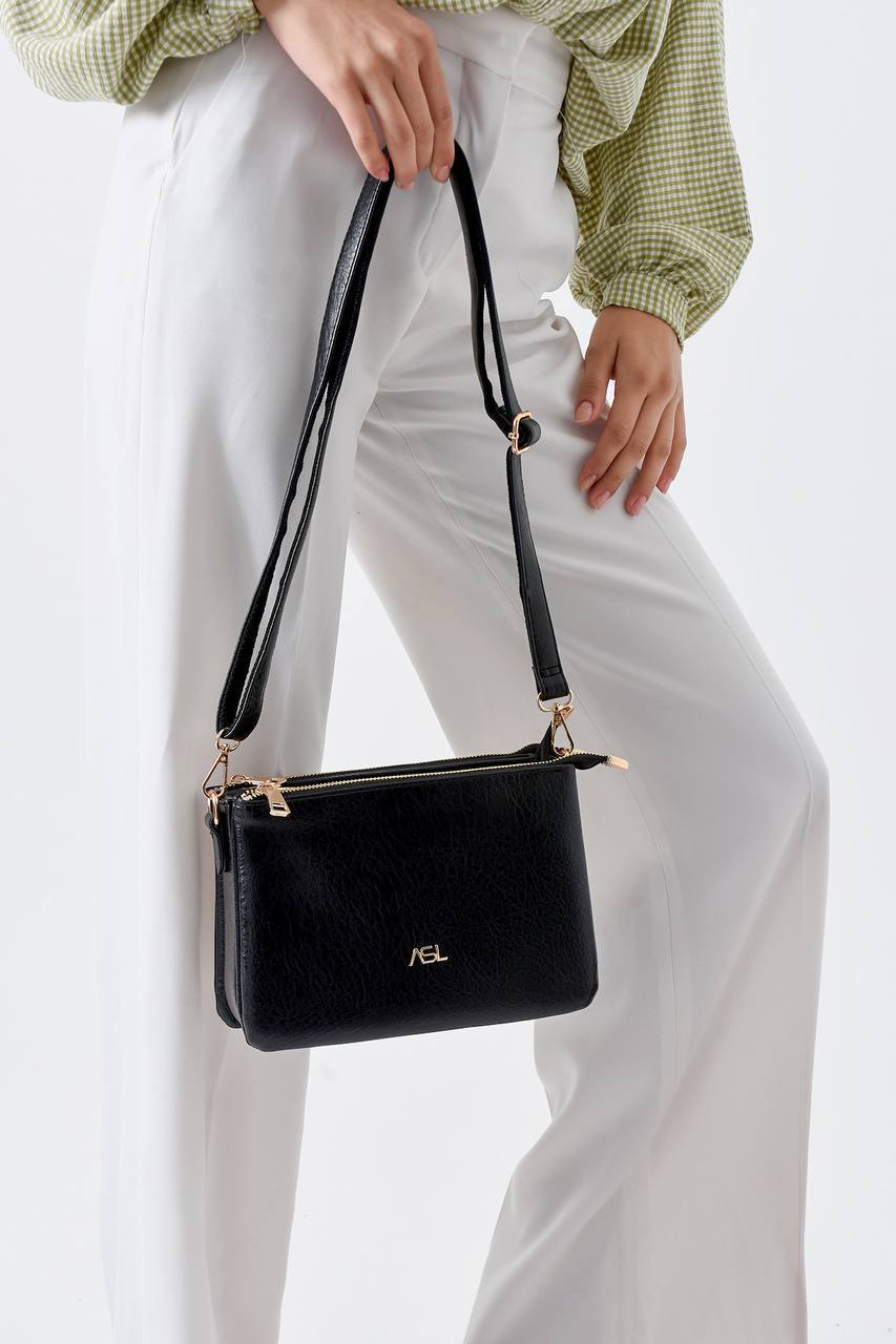 GÜNLÜK KULLANIMA UYGUN 3 GÖZLÜ KADIN OMUZ ÇANTASI 733 ASEL  - Siyah