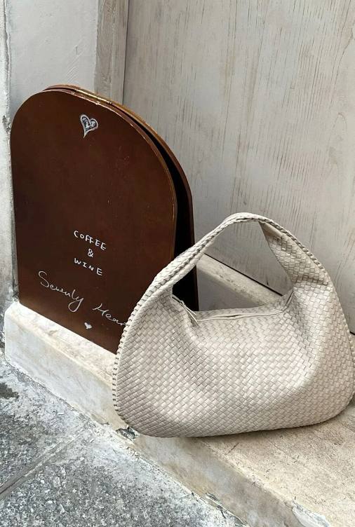 ÖRGÜ DETAYLI KADIN OMUZ ÇANTASI ELLORA - Vizon