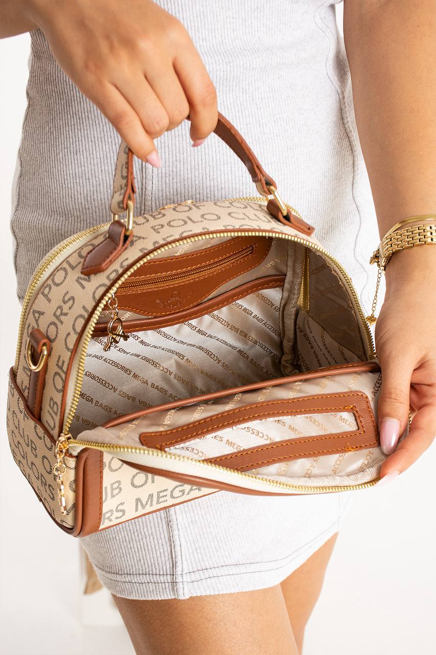 YÜKSEK KALİTE GERÇEK DERİ 3 GÖZLÜ KADIN OMUZ ÇANTASI 644 MEGA - Krem Taba