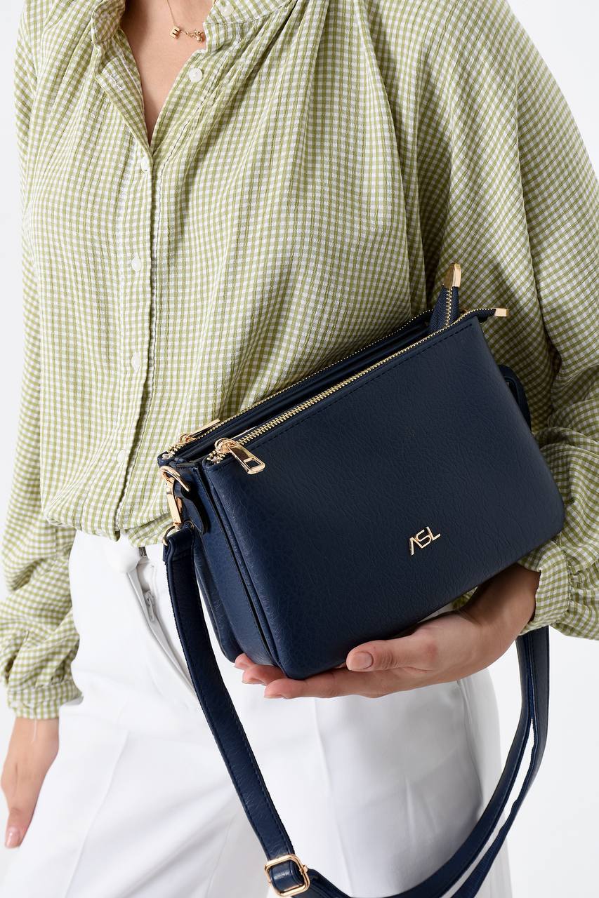 GÜNLÜK KULLANIMA UYGUN 3 GÖZLÜ KADIN OMUZ ÇANTASI 733 ASEL  - Lacivert