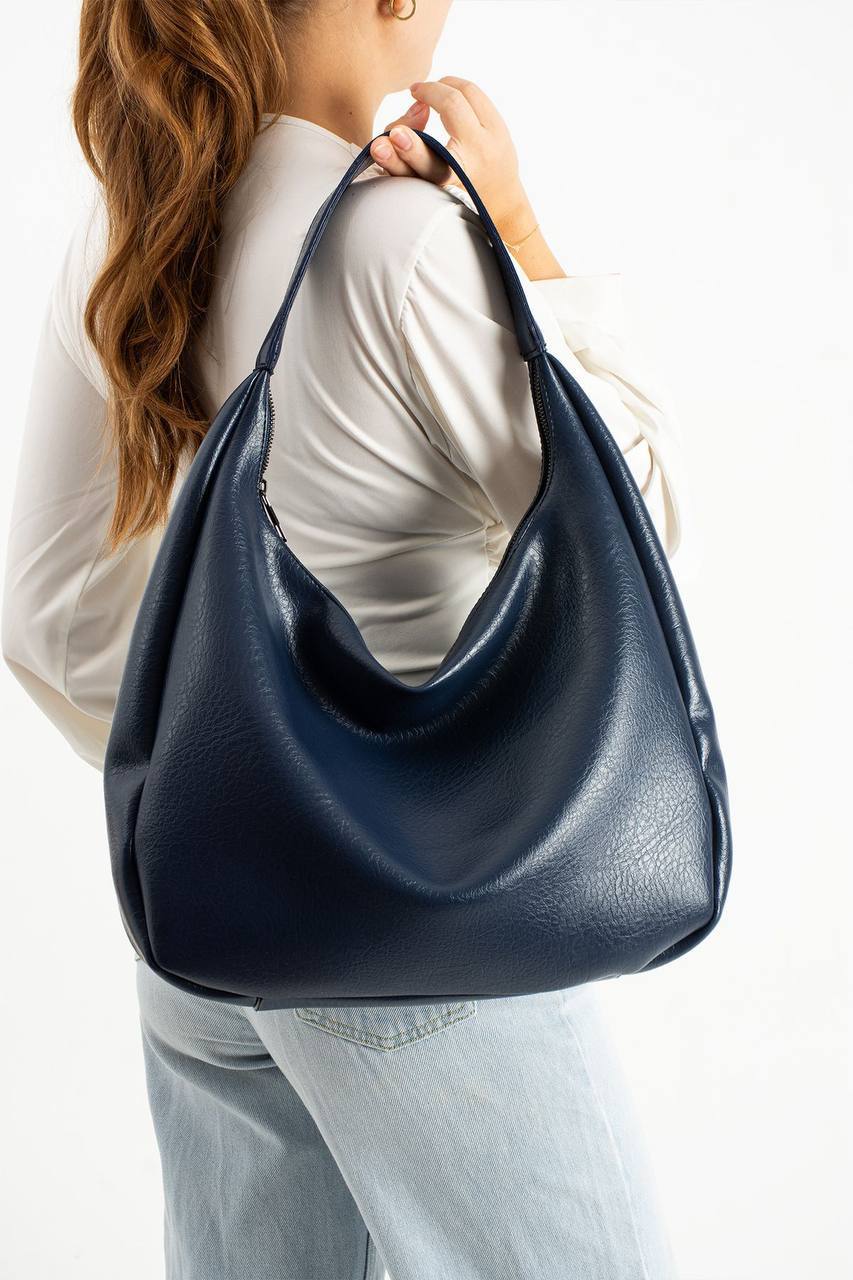İTHAL DERİ SALAŞ KADIN OMUZ ÇANTASI ROMA - Lacivert
