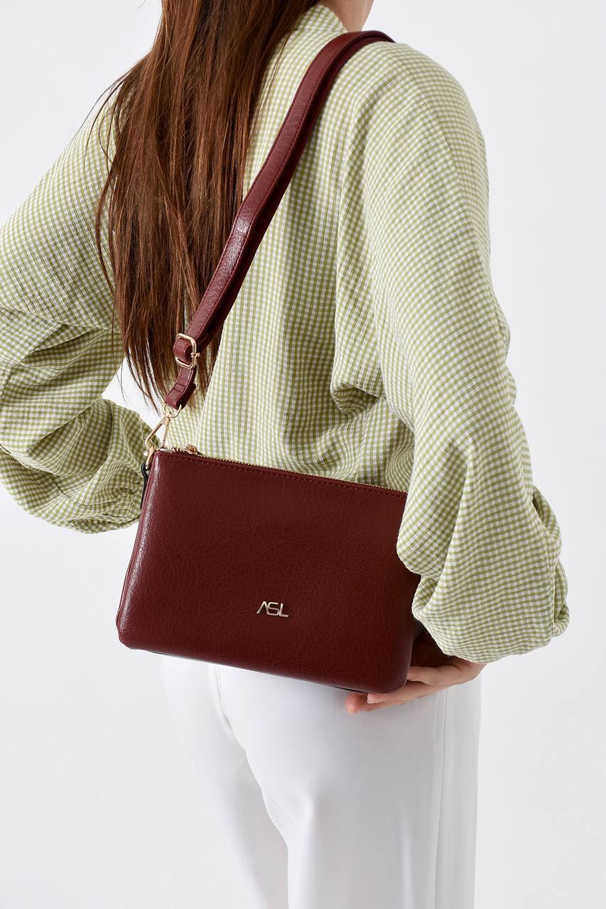 GÜNLÜK KULLANIMA UYGUN 3 GÖZLÜ KADIN OMUZ ÇANTASI 733 ASEL  - Bordo