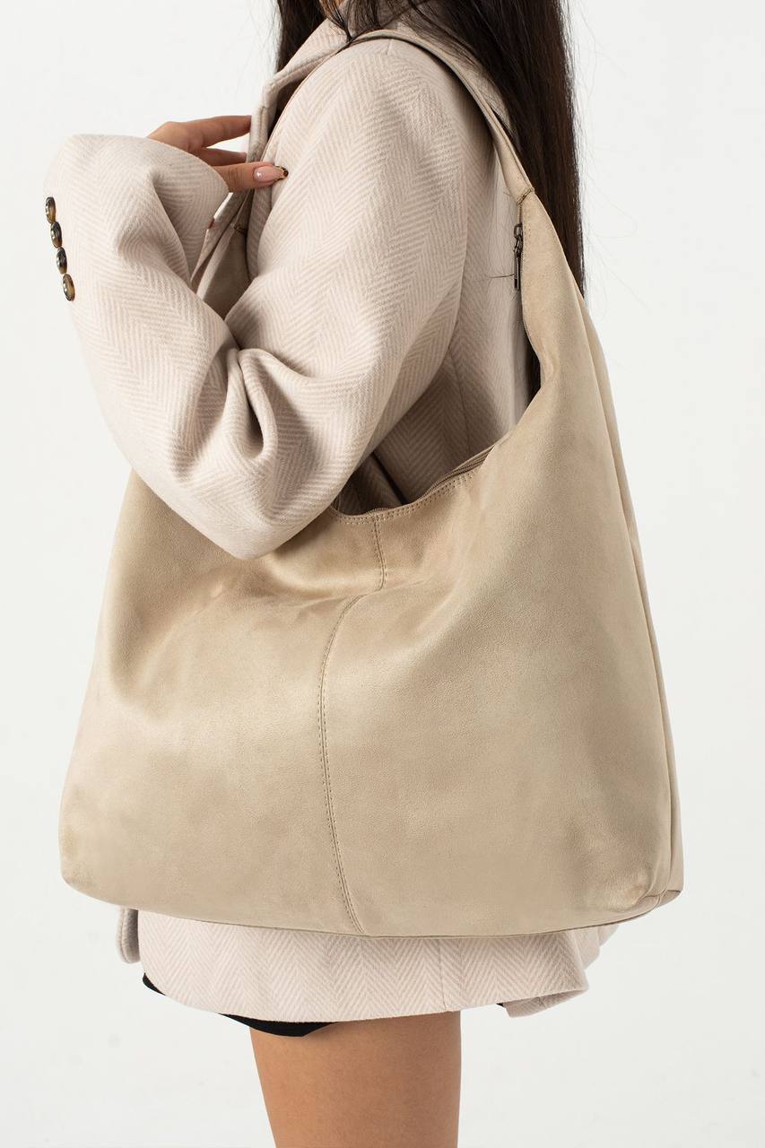 İTHAL SÜET KADIN SALAŞ OMUZ ÇANTASI FORTE - Krem