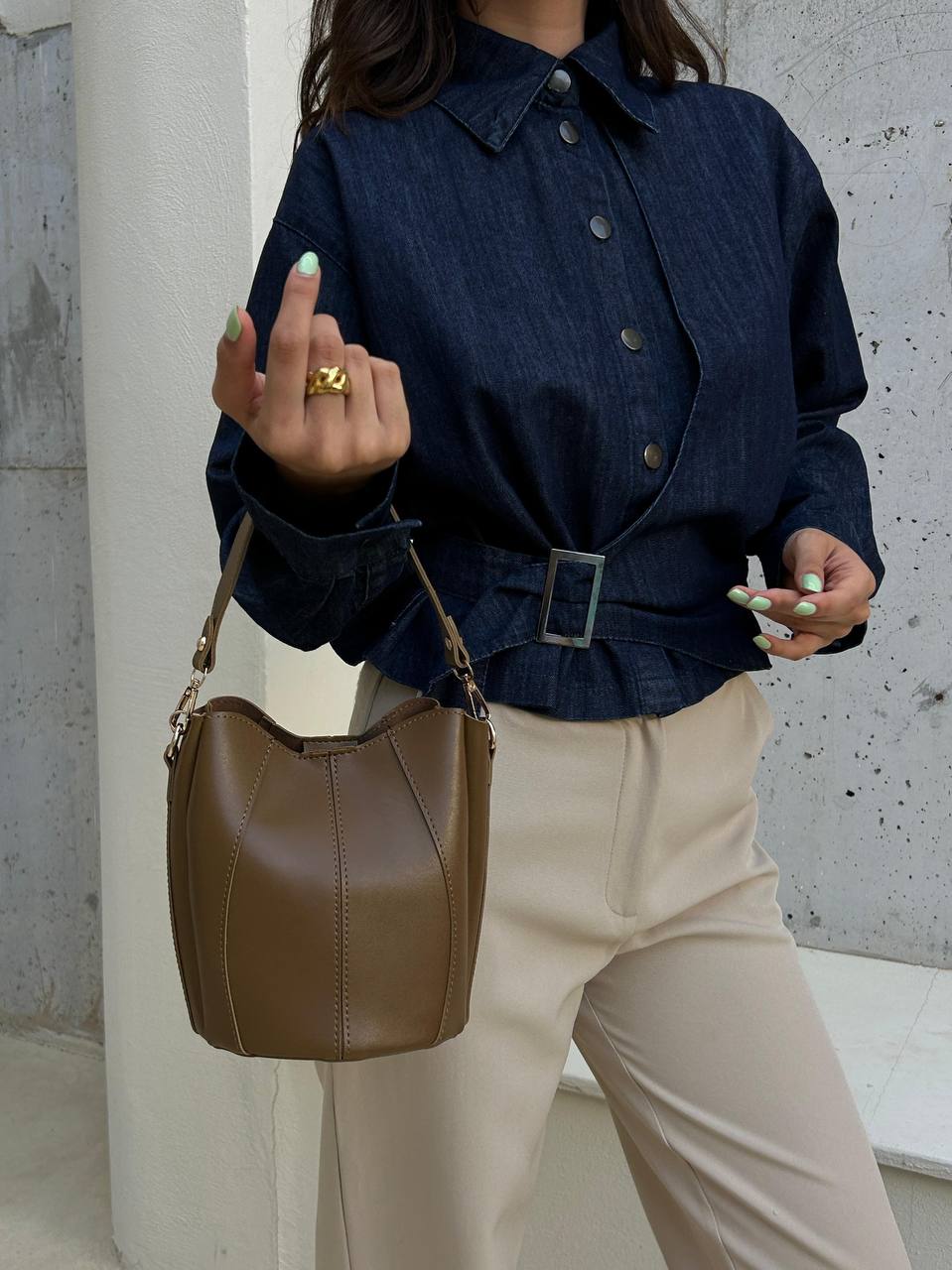 KOLON ASKILI MUADİL KADIN OMUZ ÇANTASI BERLİN - Koyu Vizon