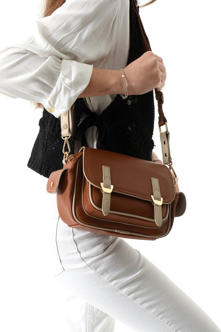 5 BÖLMELİ KADIN OMUZ ÇANTASI 701 - Taba Vizon