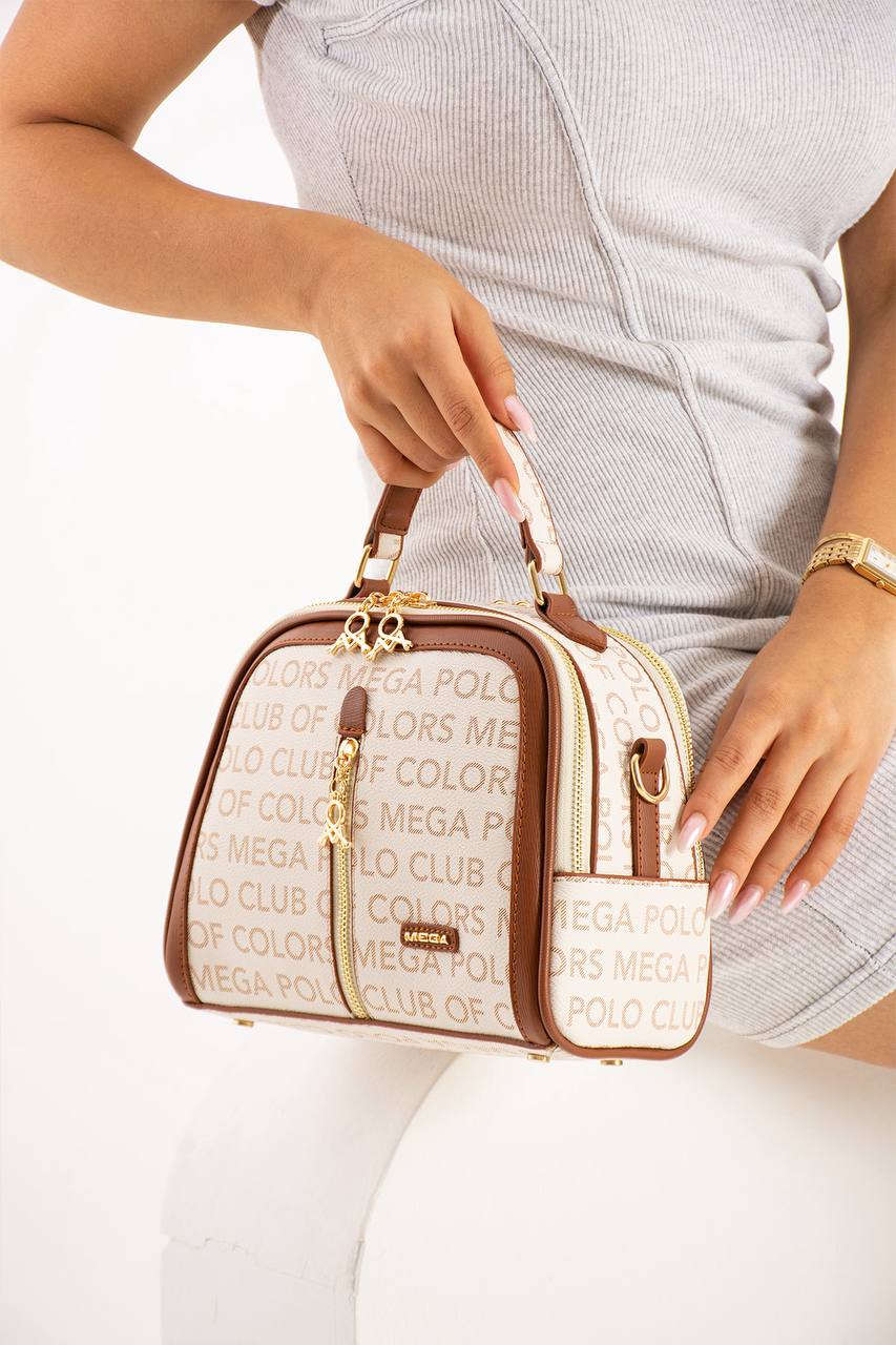 YÜKSEK KALİTE GERÇEK DERİ 3 GÖZLÜ KADIN OMUZ ÇANTASI 644 MEGA - Beyaz - Taba