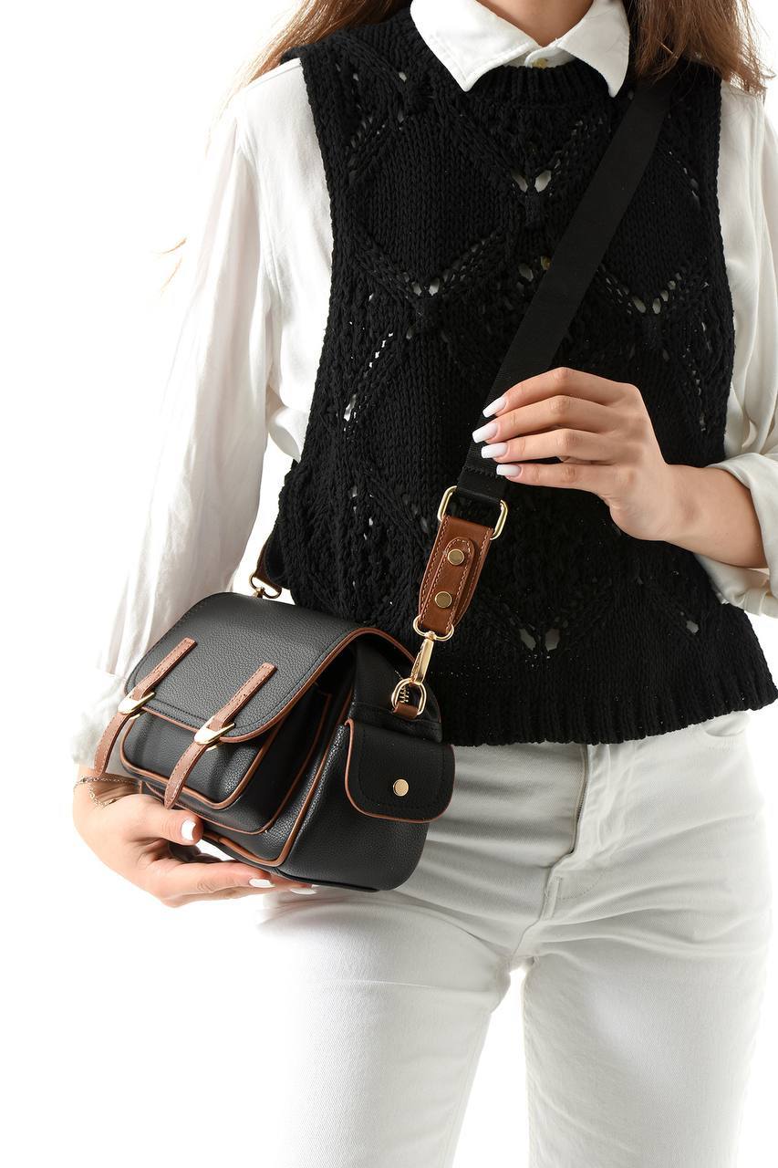 5 BÖLMELİ KADIN OMUZ ÇANTASI 701 - Siyah-Taba