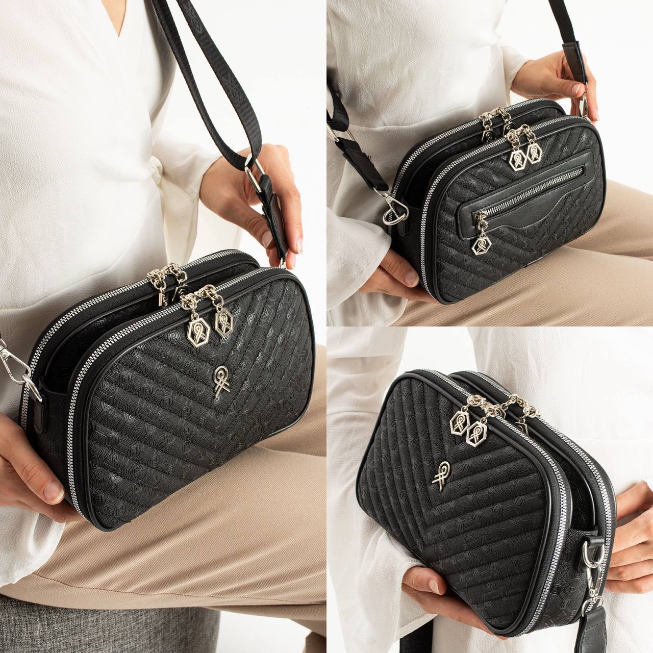  4 BÖLMELİ KADIN OMUZ ÇANTASI VİCTOR - Polo Siyah