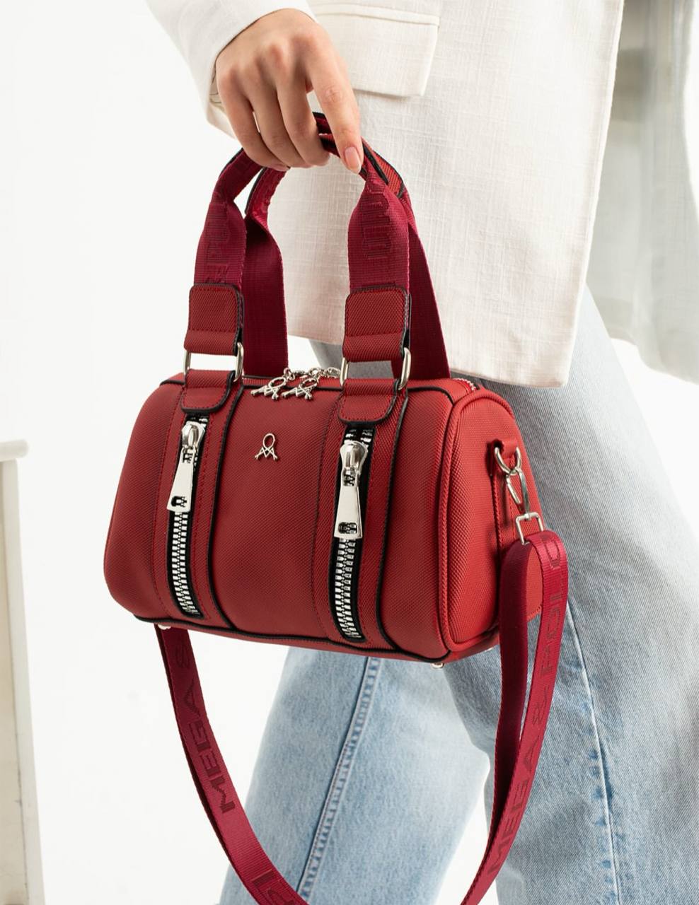 3 BÖLMELİ ÇİFT RENKLİ  KADIN OMUZ ÇANTASI 651 MEGA  - Kırmızı