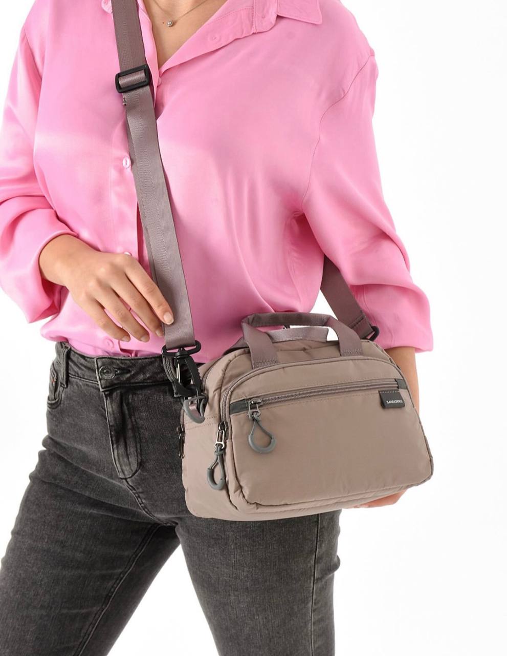 4 BÖLME SU GEÇİRMEZ KADIN OMUZ ÇANTASI 6013 - Vizon