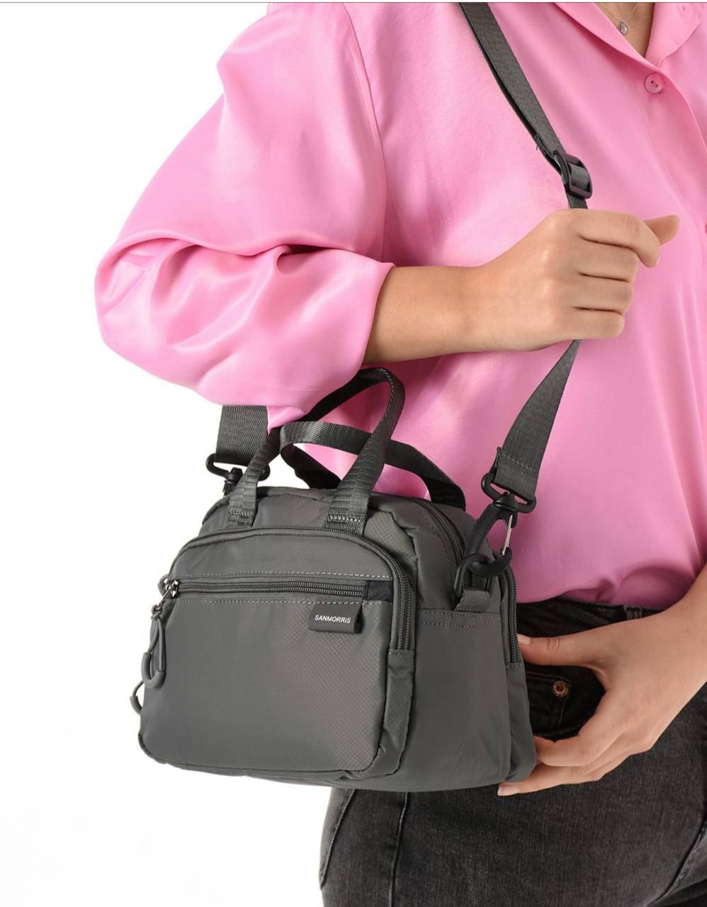 4 BÖLME SU GEÇİRMEZ KADIN OMUZ ÇANTASI 6013 - Koyu Gri