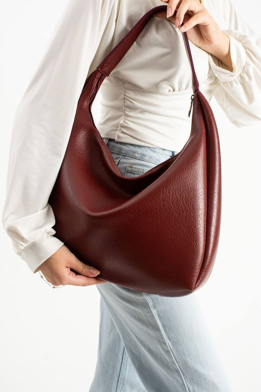 İTHAL DERİ SALAŞ KADIN OMUZ ÇANTASI ROMA - Bordo