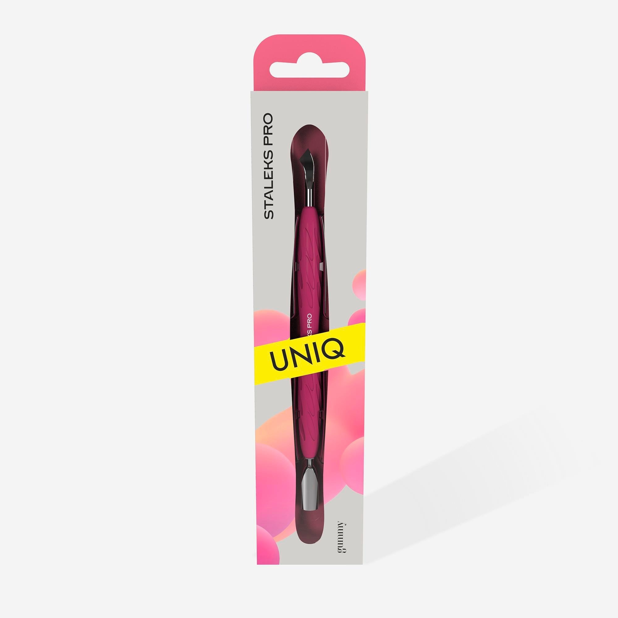 Staleks ''Gummy'' UNIQ 10 TYPE 4.2 Silikon Saplı Tırnak Eti İtici (Dar Yuvarlak İtici + Arkaya Çekilmiş Bıçak)