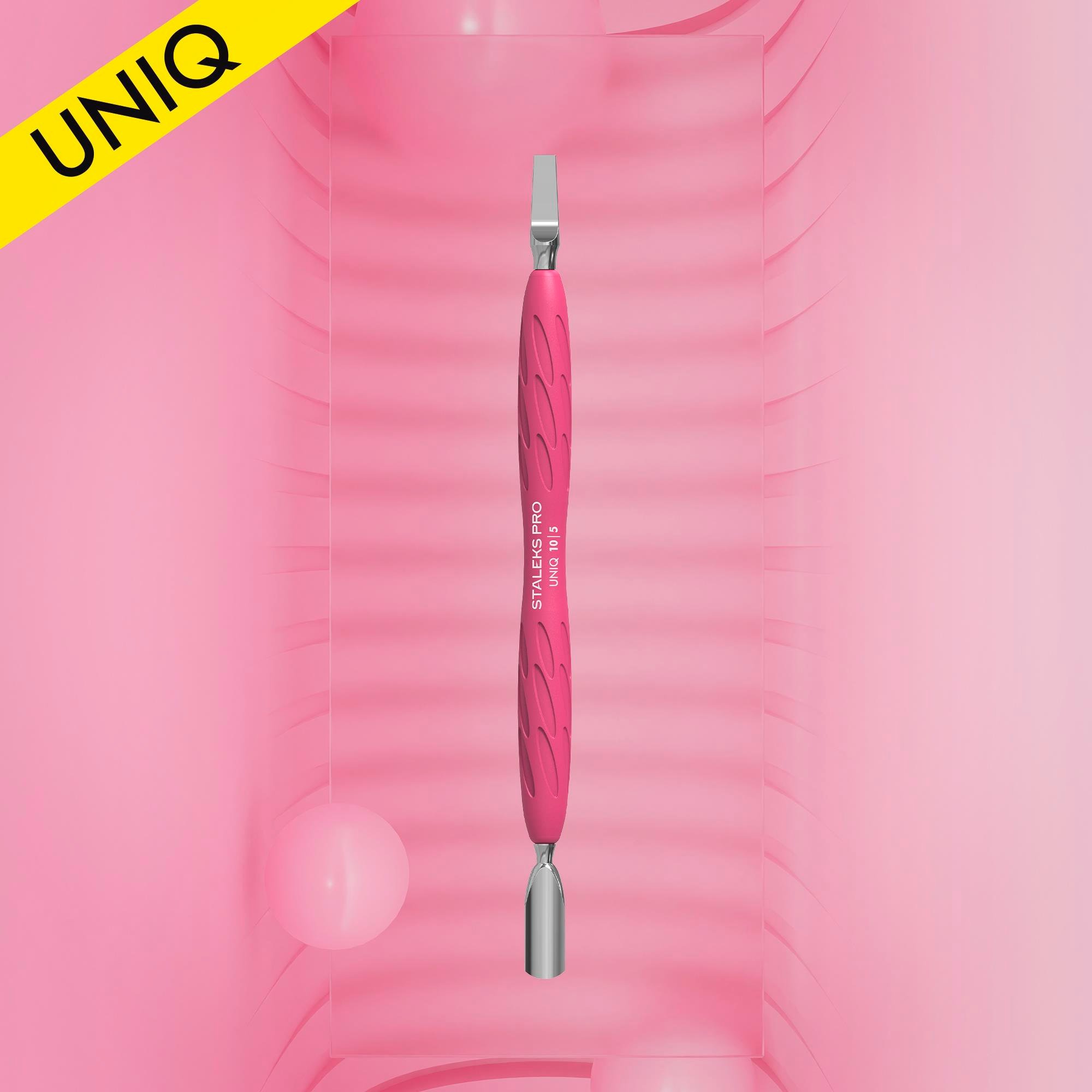 Staleks ''Gummy'' UNIQ 10 TYPE 5 Silikon Saplı Tırnak Eti İtici (Dar Yuvarlak İtici + Geniş Düz Bıçak)